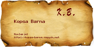 Kopsa Barna névjegykártya